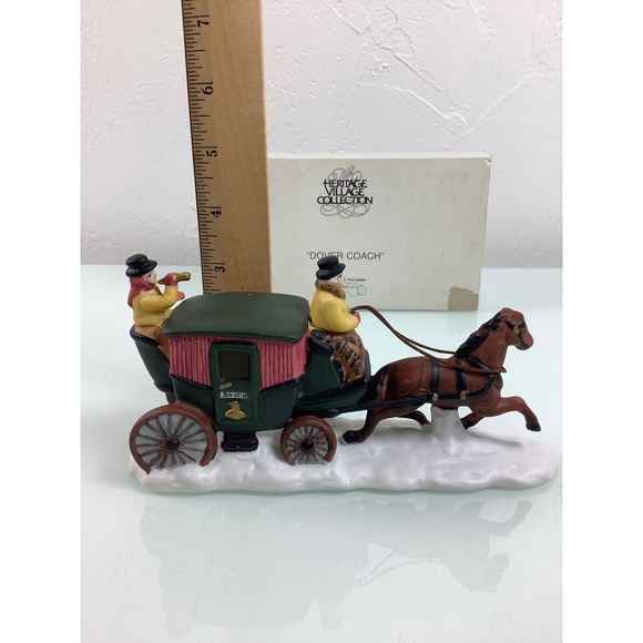 Vintage Dept 56 Heritage Village collection Dover Coach Horse & Carriage EUC - Picture 10 of 12